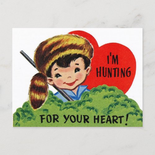 Retro Hunting For Your Heart Postcard