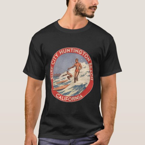 Retro Huntington Beach CA 70s Surf City Souvenirp T_Shirt