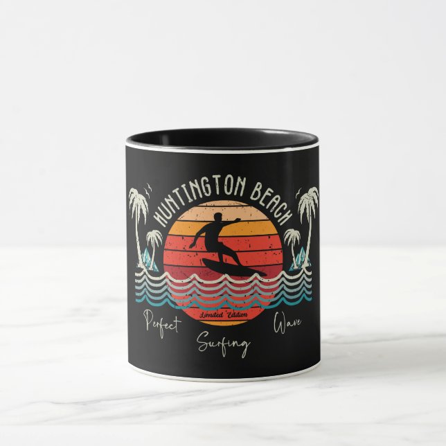 Retro Huntington Beach Surfing  Mug (Center)