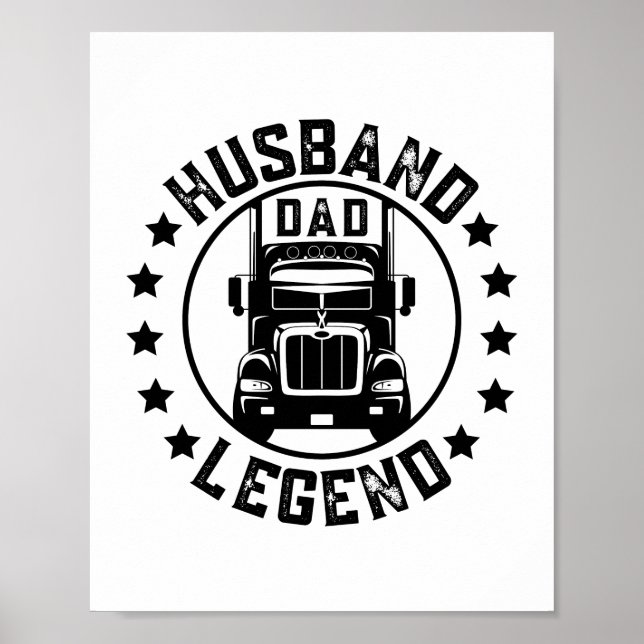 Retro Husband Dad Trucker Legend Poster (Front)