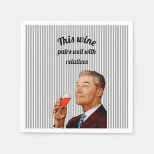 Retro Husband Funny Wine Saying Napkins