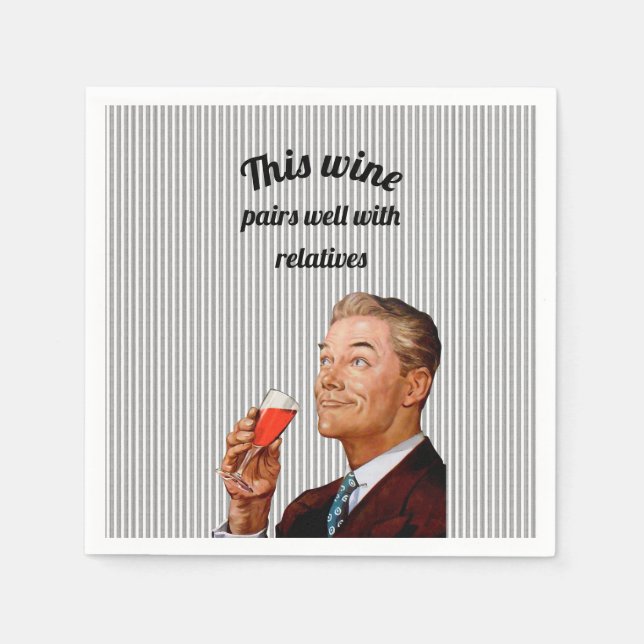 Retro Husband Funny Wine Saying Napkins (Front)