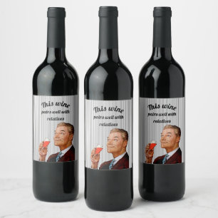 Retro Husband Funny Wine Saying Wine Label