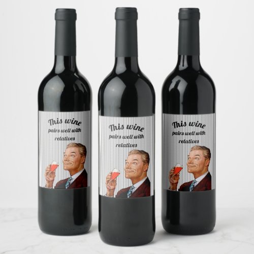 Retro Husband Funny Wine Saying Wine Label