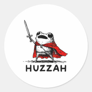 Retro Huzzah Frog Knight Funny Sword Meme Quote  Classic Round Sticker