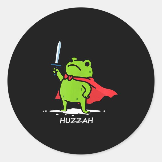 Retro Huzzah Frog Knight Funny Sword Meme Quote Me Classic Round Sticker (Front)