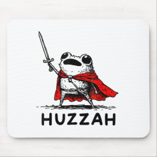 Retro Huzzah Frog Knight Funny Sword Meme Quote Mouse Pad