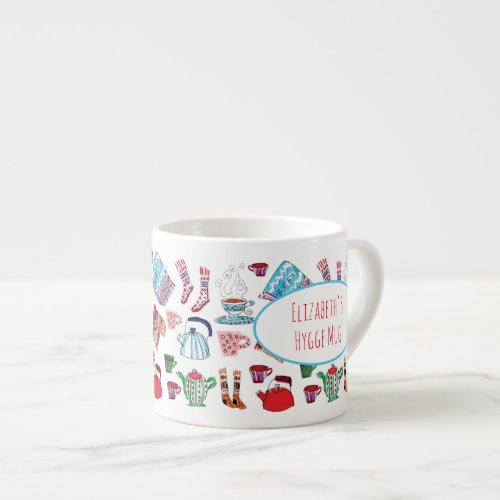 Retro Hygge Hand Drawn Personalized Winter  Espresso Cup