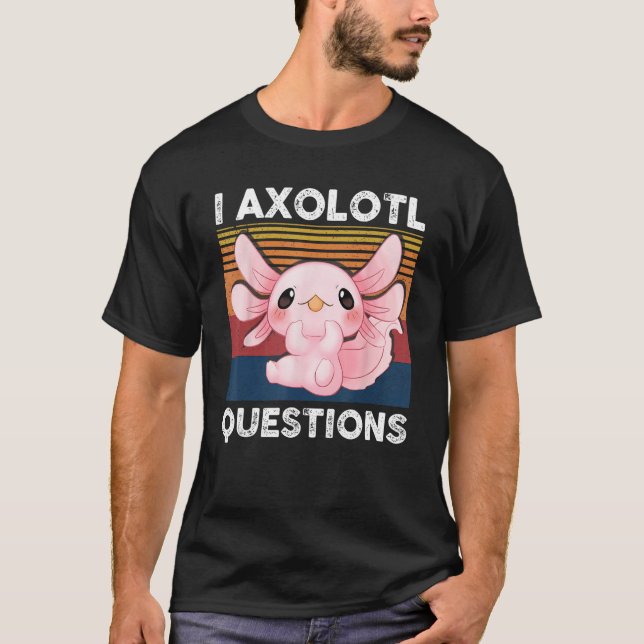 Retro I Axolotl Question Pink Salamander Kids Mom  T-Shirt (Front)