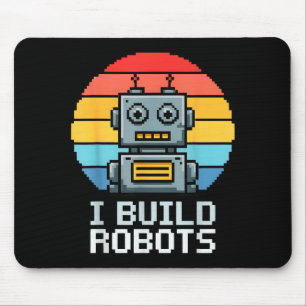 Retro I Build Robots Robotics Engineering Ai Tech  Mouse Pad