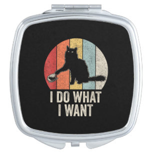 Retro I Do What I Want Cat Shirt Cat Lover Owner G Compact Mirror