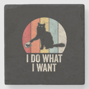 Retro I Do What I Want Cat Shirt Cat Lover Owner G Stone Coaster