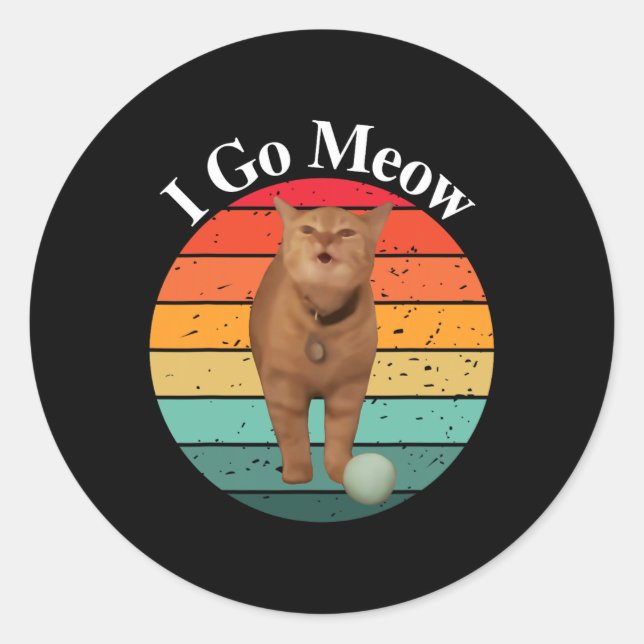 Retro I Go Meow Funny Cat Singing Meme  Classic Round Sticker (Front)