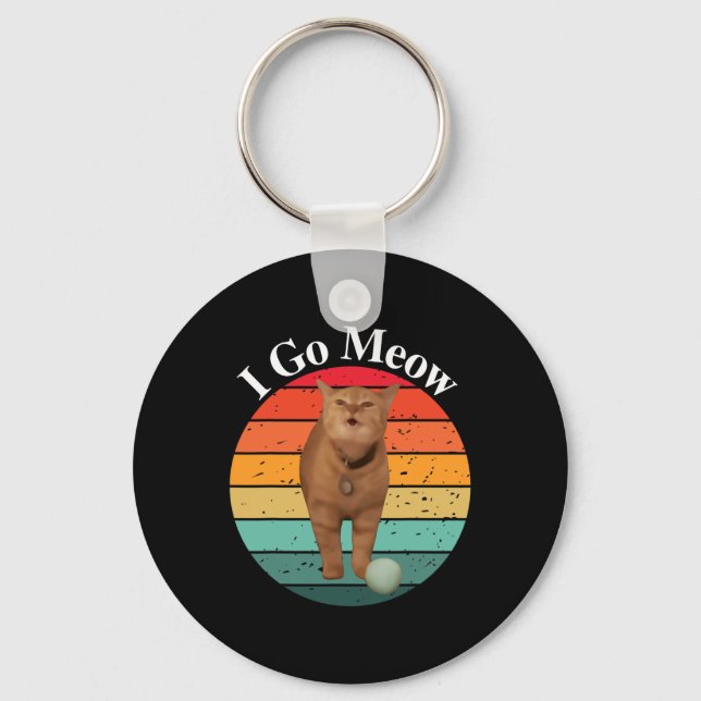 Retro I Go Meow Funny Cat Singing Meme  Keychain (Front)