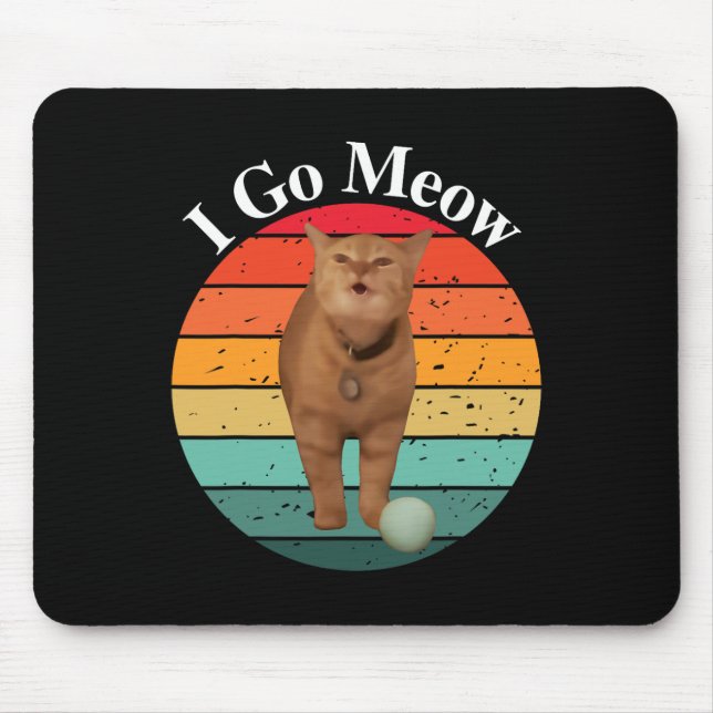 Retro I Go Meow Funny Cat Singing Meme  Mouse Pad (Front)