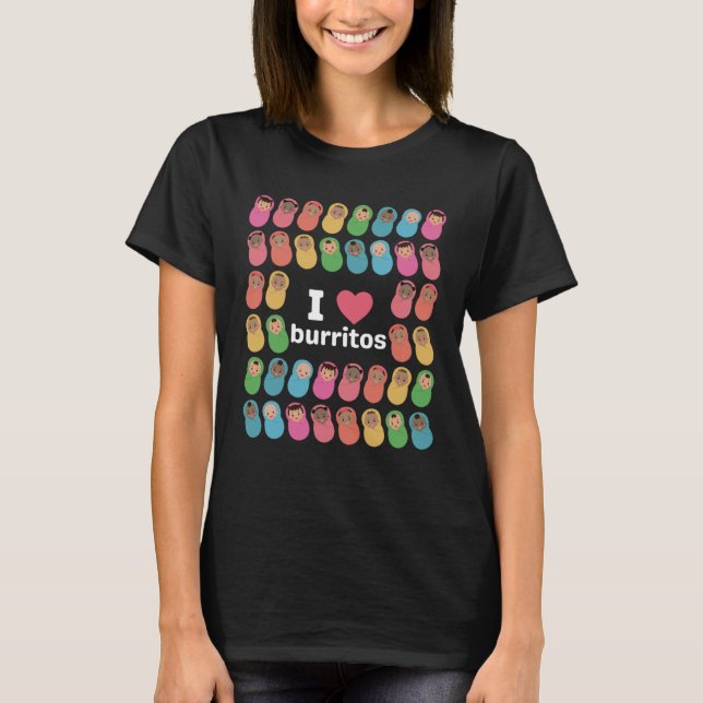 Retro I Heart Love Burritos NICU L&D Nurse Team Ma T-Shirt (Front)