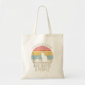 Retro I Like Coffee My Cat And Maybe 3 Peop Tote Bag