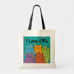 Retro I Love Cats Budget Tote Bag at Zazzle