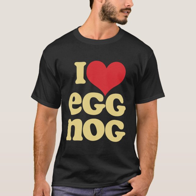 Retro I Love Eggnog Basic Dark T-Shirt (Front)