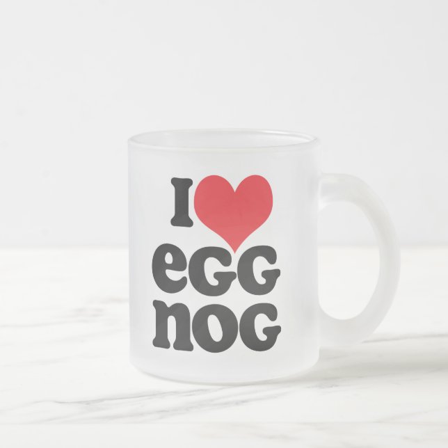 Retro I Love Eggnog Frosted Glass Mug (Right)
