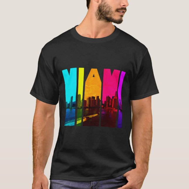 Retro I Love Miami Floria Skyline T-Shirt (Front)