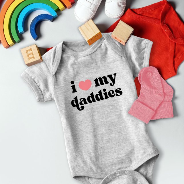 Retro I Love My Daddies Baby Gay Dads Baby Bodysuit (Creator Uploaded)
