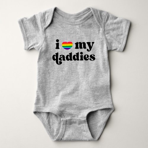 Retro I Love My Daddies Baby Gay Dads Rainbow Baby Bodysuit