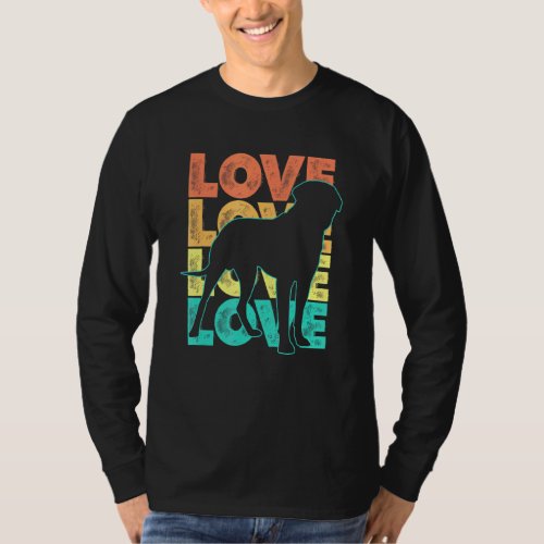 Retro I Love My English Mastiff Dog Theme Design T_Shirt