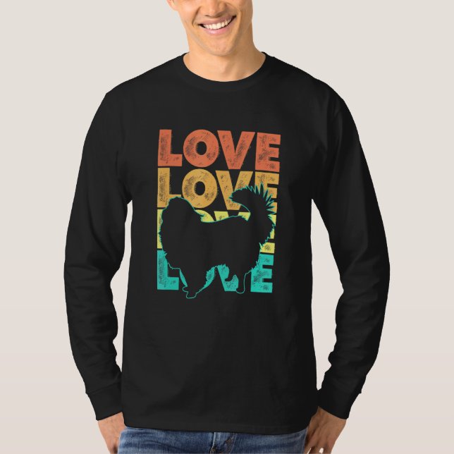 Retro I Love My Japanese Chin Dog Theme Design T-Shirt (Front)