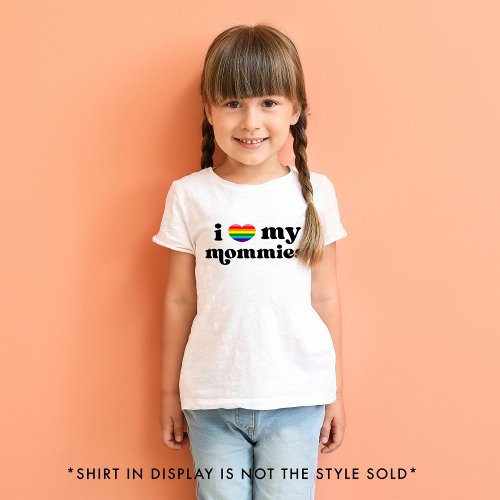 Retro I Love My Mommies Queer Moms Rainbow T_Shirt