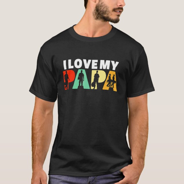 Retro I Love My Papa Paramedic Dad Father's Day T-Shirt (Front)