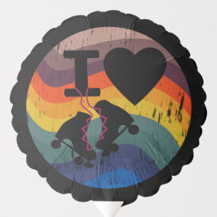 Retro I Love Roller Skating Distressed Look Balloon