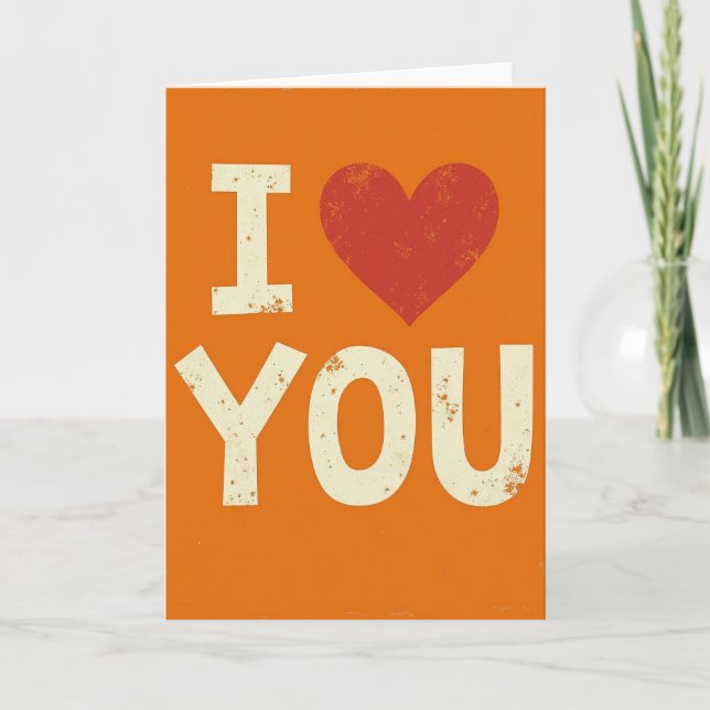 Retro I Love You Classic Card (Front)
