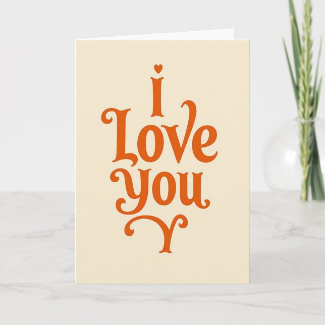 Retro I Love You Greeting Card (Front)