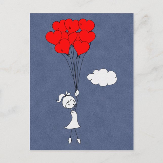 Retro I Love You Valentine’s Day Hearts Holiday Postcard (Front)