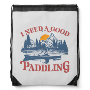 Retro I Need A Good Paddling Kayaking Kayaker Drawstring Bag