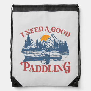 Retro I Need A Good Paddling Kayaking Kayaker Drawstring Bag