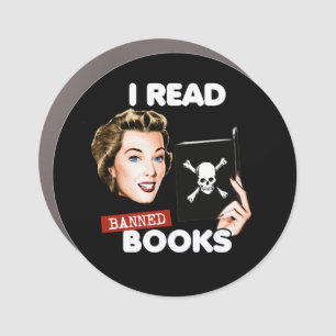 Retro I read banned books Car Magnet