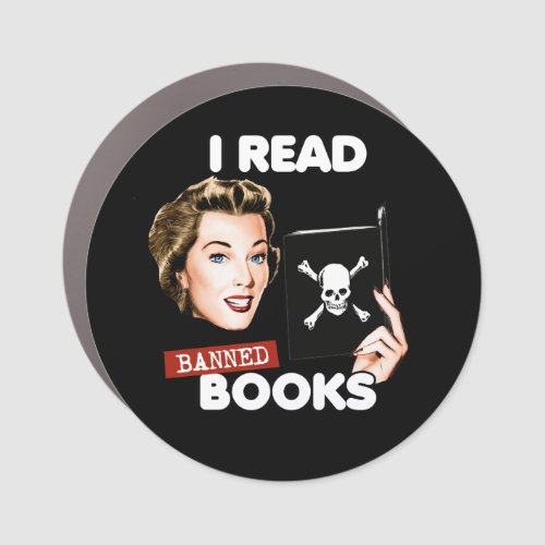 Retro I read banned books Car Magnet