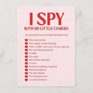 Retro I Spy Valentine Wedding Photo Game Enclosure Card