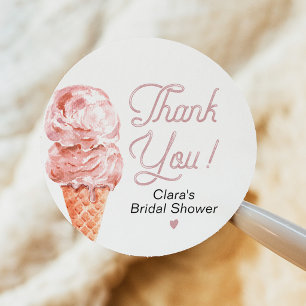 Retro Ice Cream Blush Bridal Shower Favor Classic Round Sticker