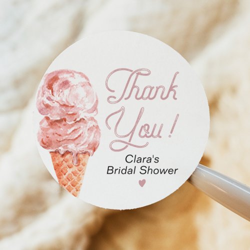 Retro Ice Cream Blush Bridal Shower Favor Classic Round Sticker