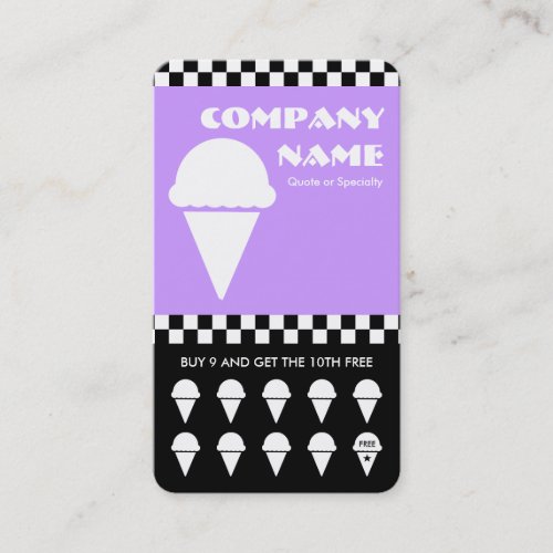 retro ice cream checkers punchcard loyalty card