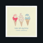 Retro Ice Cream Cone 18th Birthday Custom Napkins<br><div class="desc">New for Summer 2004. A retro patriotic design feature 3 ice cream cones in pastel retro red,  white and blue. Two lines of editable text allow you to customize this design.</div>