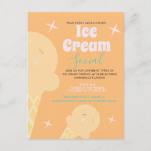 Retro Ice Cream Cone Social Flyer Invitation Postcard