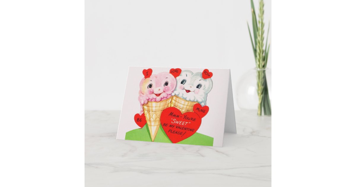Retro Ice Cream Cone Valentine's Day Card