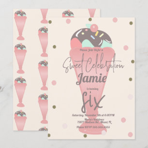 Retro Ice Cream Confetti Sundae Scoop  Invitation
