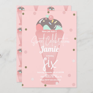 Retro Ice Cream Confetti Sundae Scoop Invitation