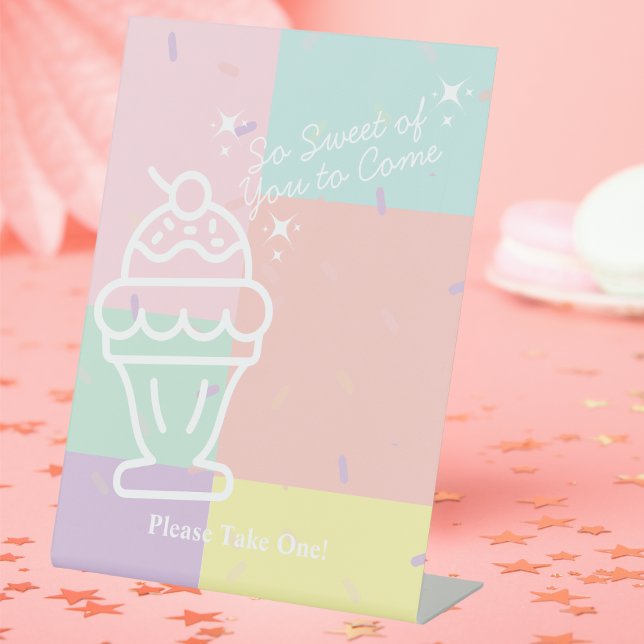 Retro Ice Cream  Favor Pedestal Sign (Retro Ice Cream Favor Pedestal Sign)