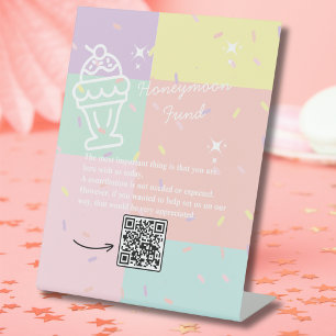 Retro Ice Cream Honeymoon Fund Pedestal Sign